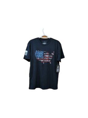 Yee Yee Shirt Mens M Black Short Sleeve Graphic Tee USA Flag Constitution NWT